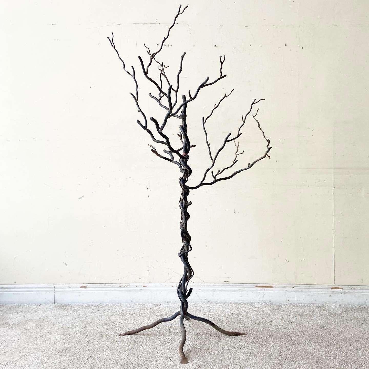 Vintage Hand Made Wrought Iron Tree Sculpture For Sale 2