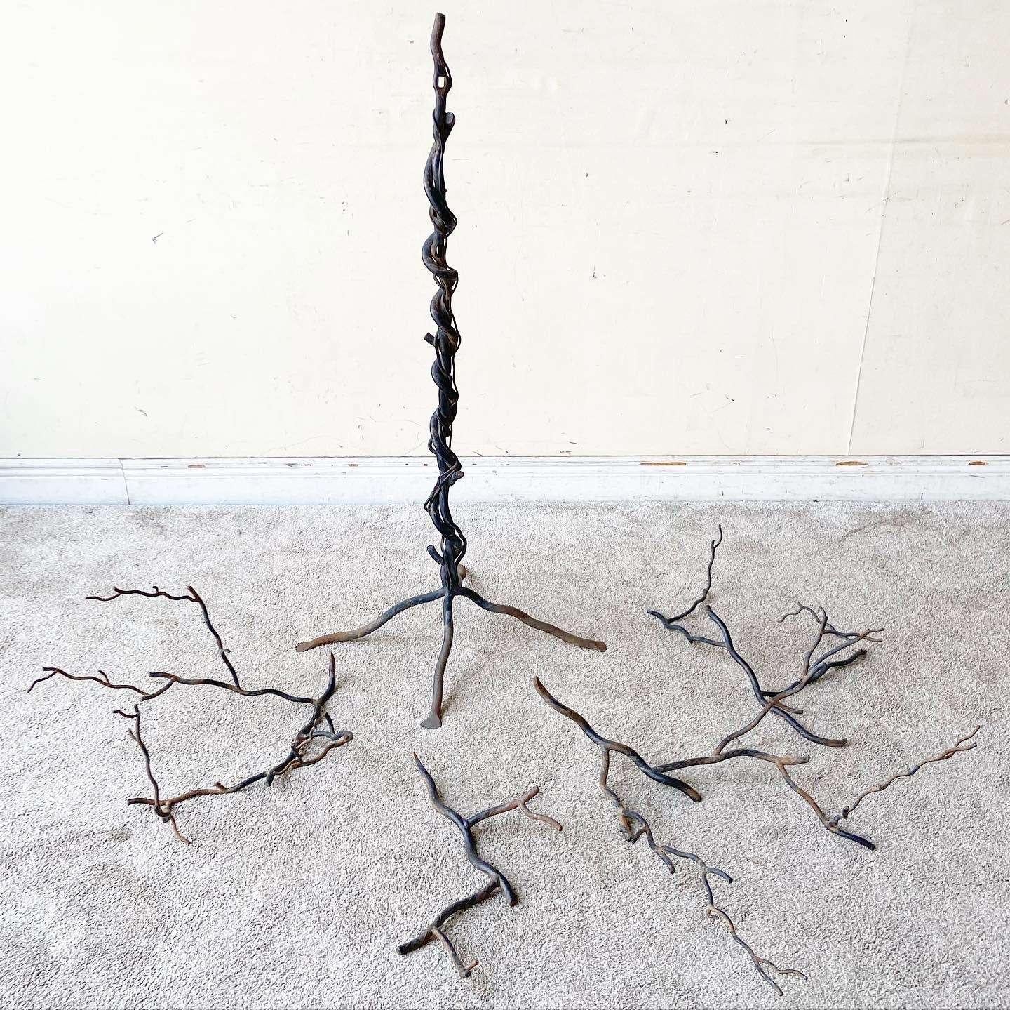 Vintage Hand Made Wrought Iron Tree Sculpture For Sale 3