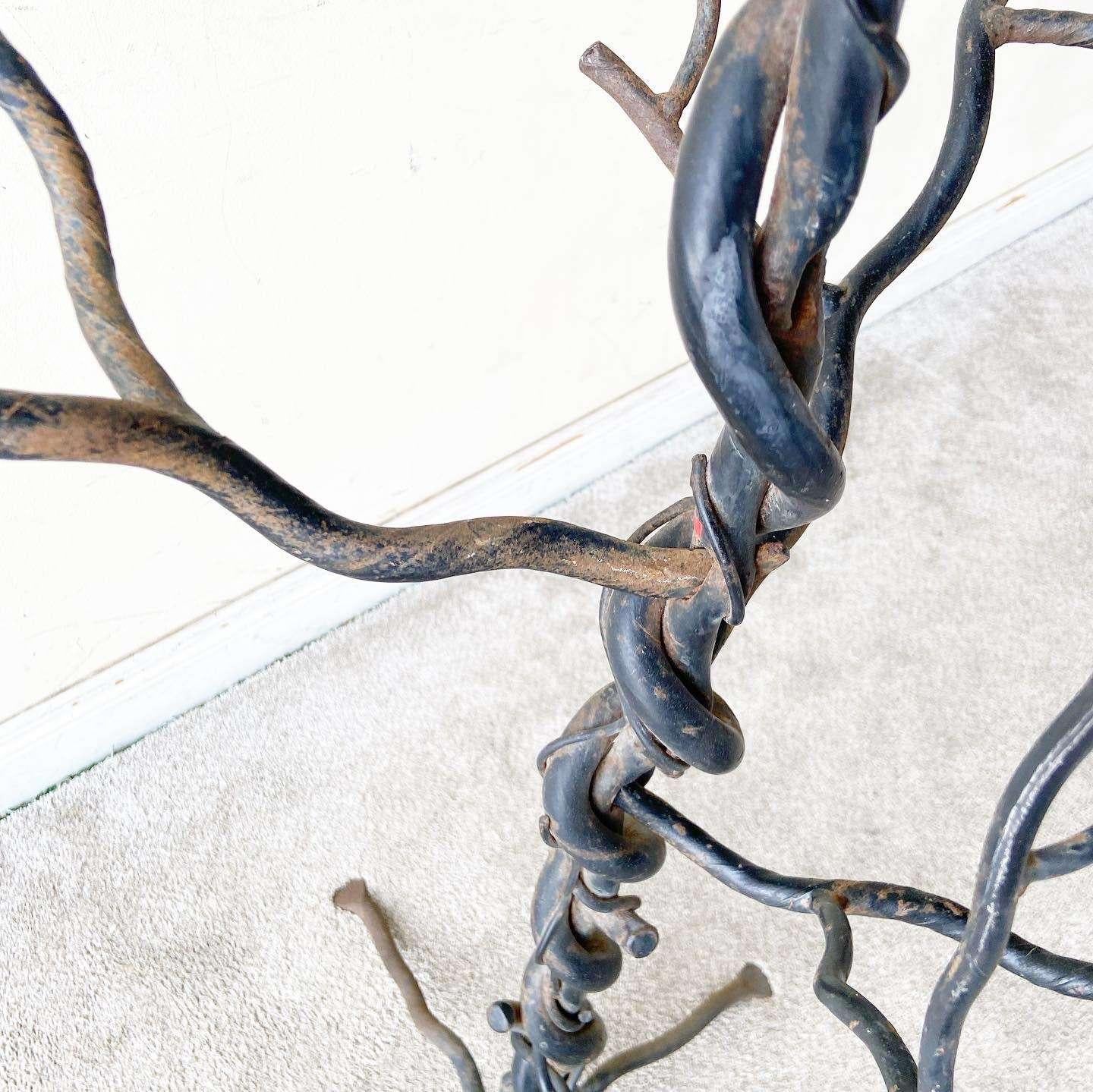 Vintage Hand Made Wrought Iron Tree Sculpture For Sale 4