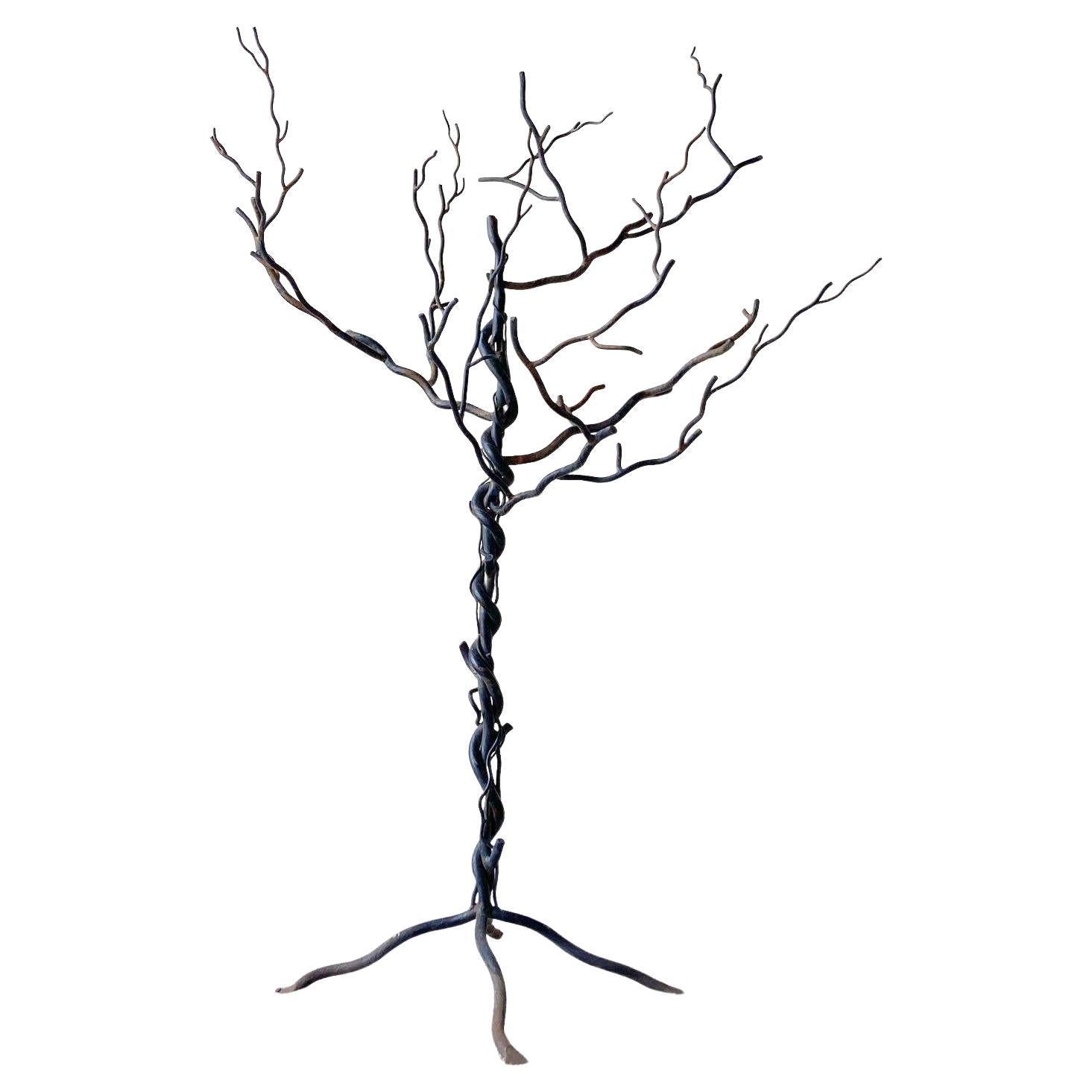 Vintage Hand Made Wrought Iron Tree Sculpture For Sale