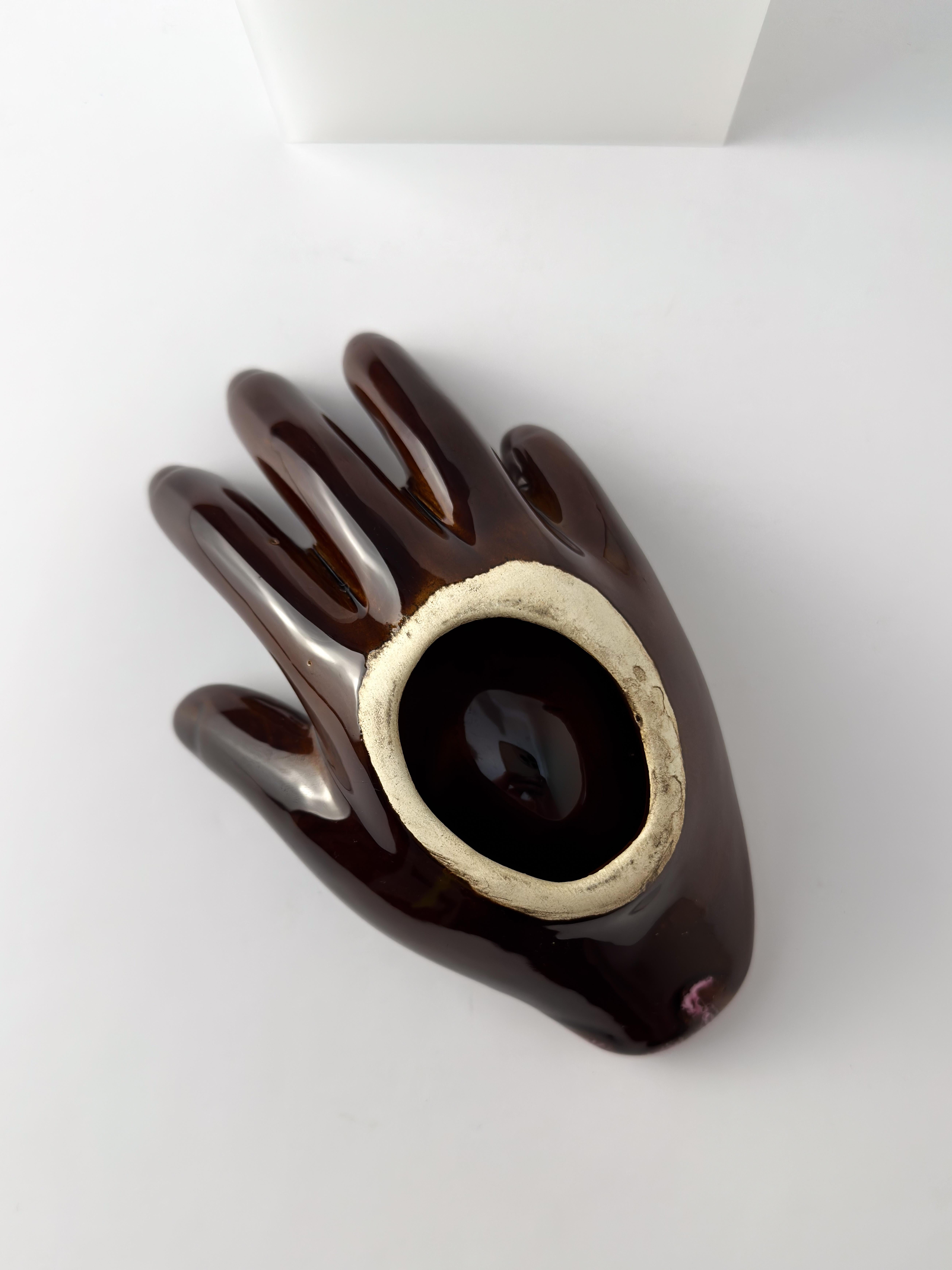 The Ornamental, Brown Pink Glazed, Ceramic Dish, Vallauris c 1960s. Bon état - En vente à Glasgow, GB