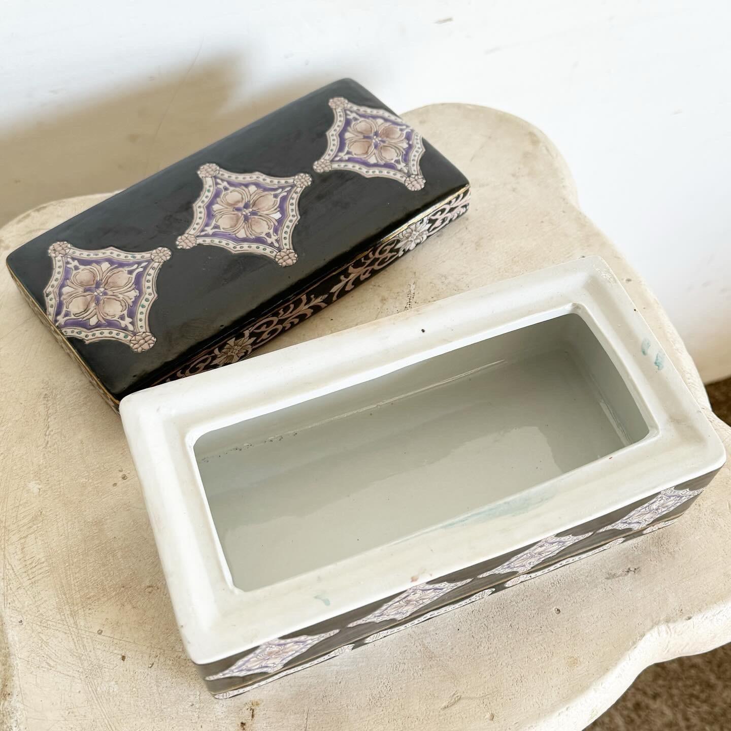 Vintage Hand Painted and Etched Porcelain Container 1