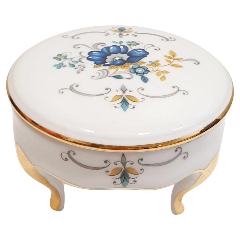 Vintage Hand Painted and Gilded Limoges Porcelain Jewelry Box at 1stDibs