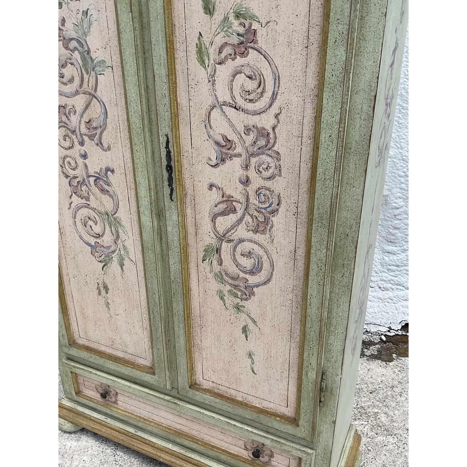 Vintage Hand Painted Armoire In Good Condition In west palm beach, FL