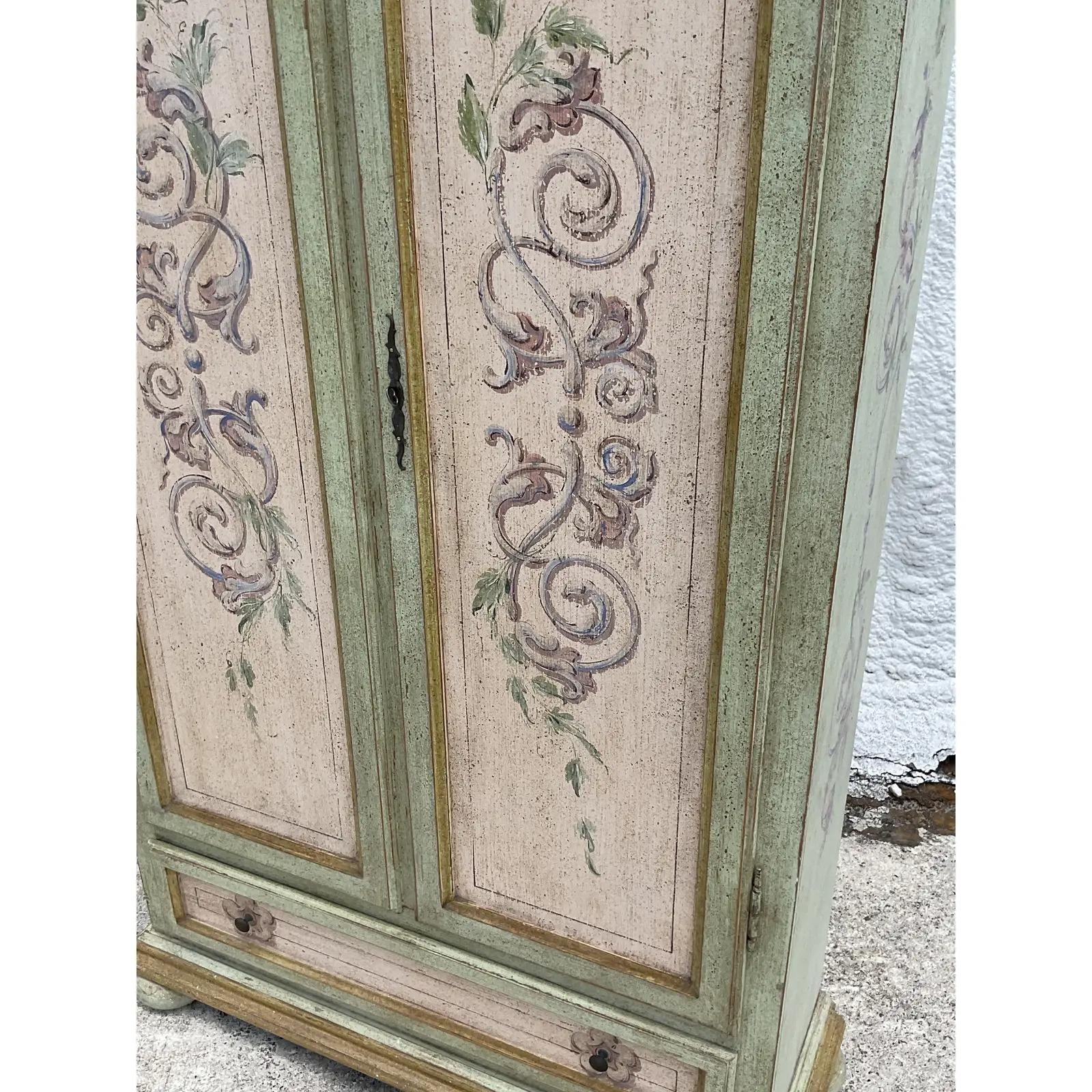 Vintage Hand Painted Armoire In Good Condition In West Palm Beach, FL