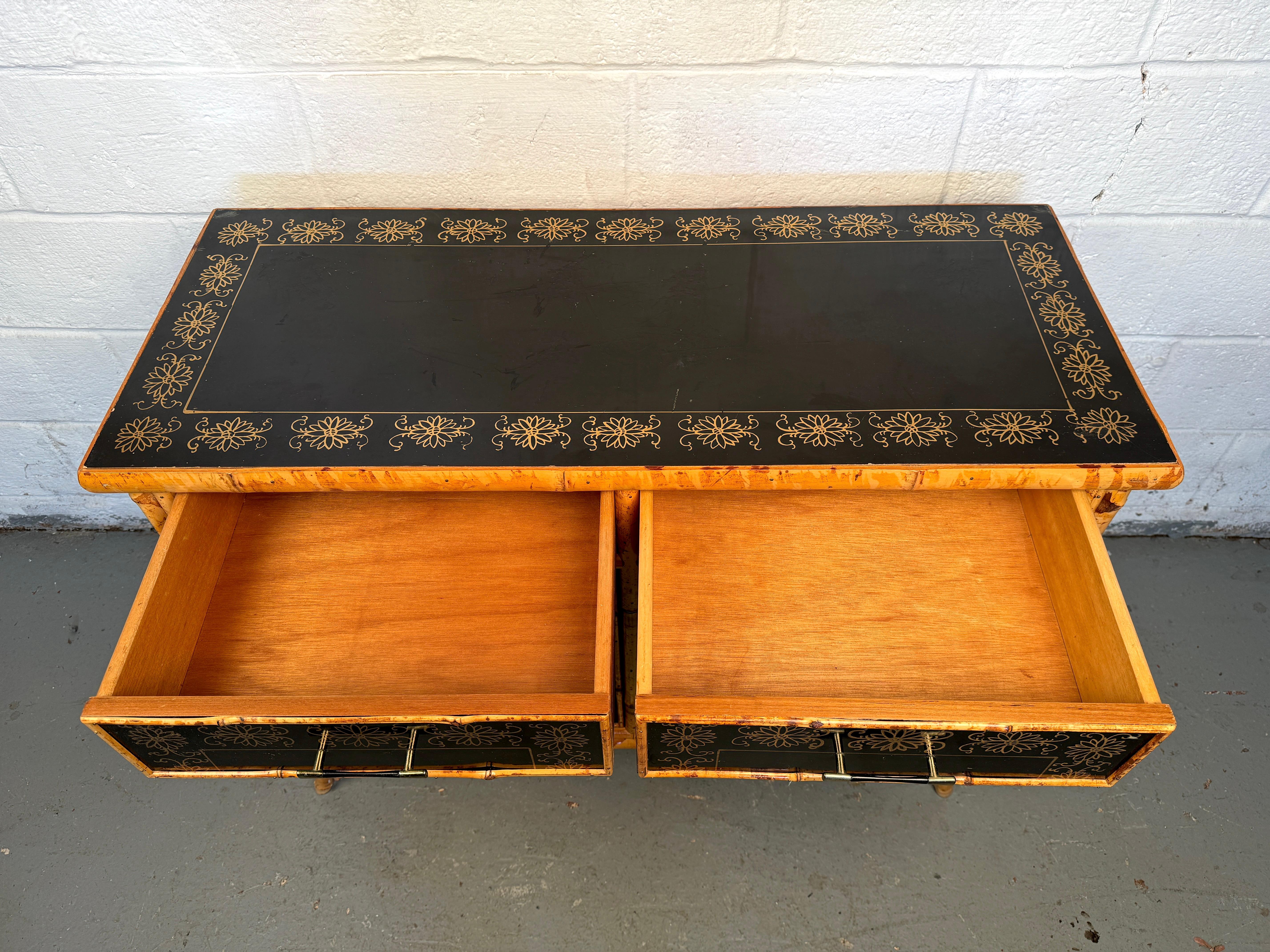 Vintage Hand Painted Bamboo Chinoiserie Cabinet 8