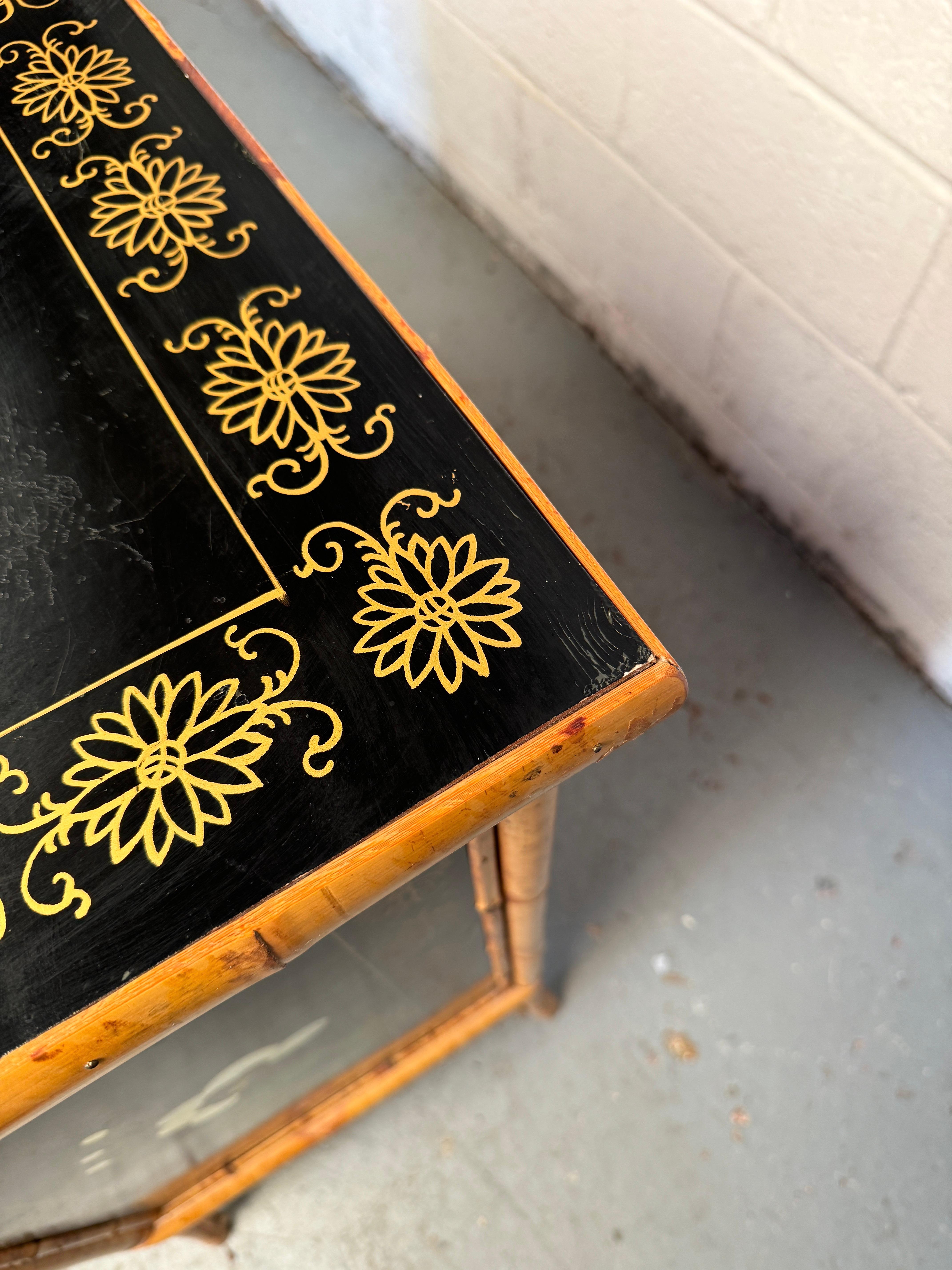 Vintage Hand Painted Bamboo Chinoiserie Cabinet 13