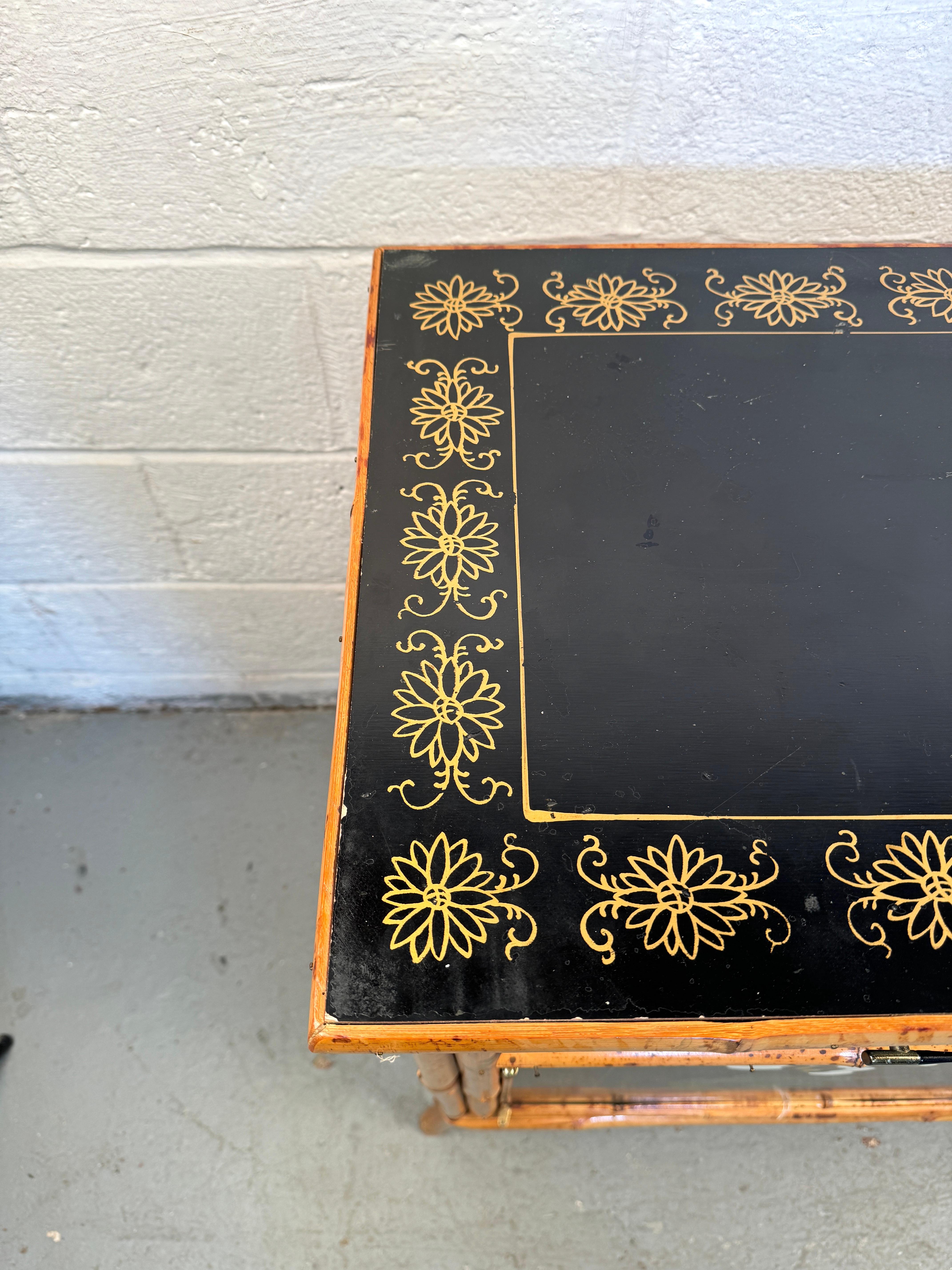 Vintage Hand Painted Bamboo Chinoiserie Cabinet 2