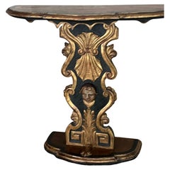 Vintage Hand Painted Baroque Style Pedestal Console Table, c. 1960's