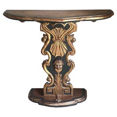 Vintage Hand Painted Baroque Style Pedestal Console Table, c. 1960's