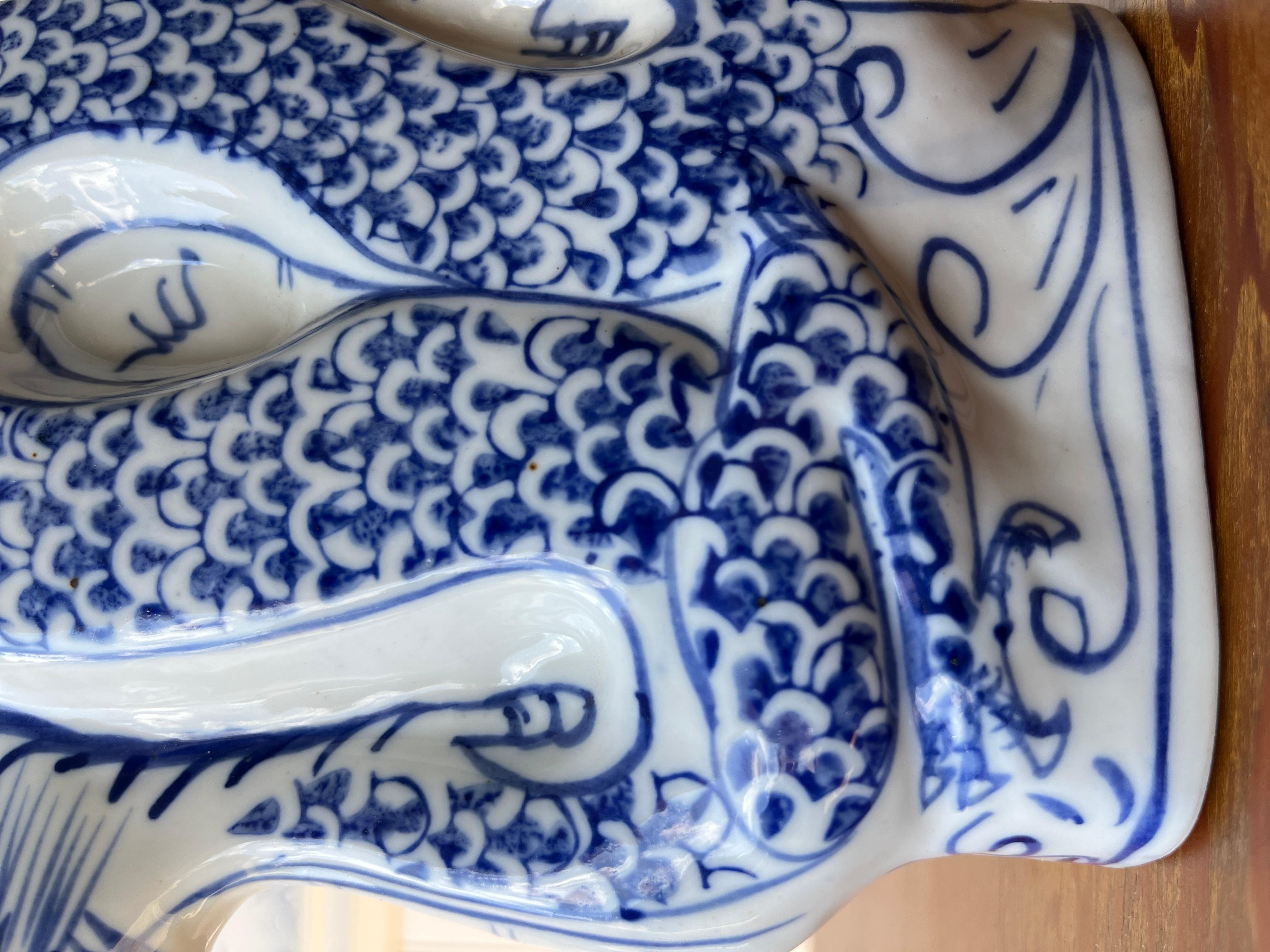 Vintage Hand gemalt blau und weiß Porzellan chinesischen Drachen Teekanne im Angebot 6