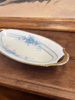 Vintage Hand Painted Blue Forget Me Not FloralTray From Bavaria.