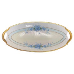 Vintage Hand Painted Blue Forget Me Not FloralTray From Bavaria.