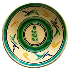 Vintage Hand-Painted Boho Glazed Ceramic Bowl