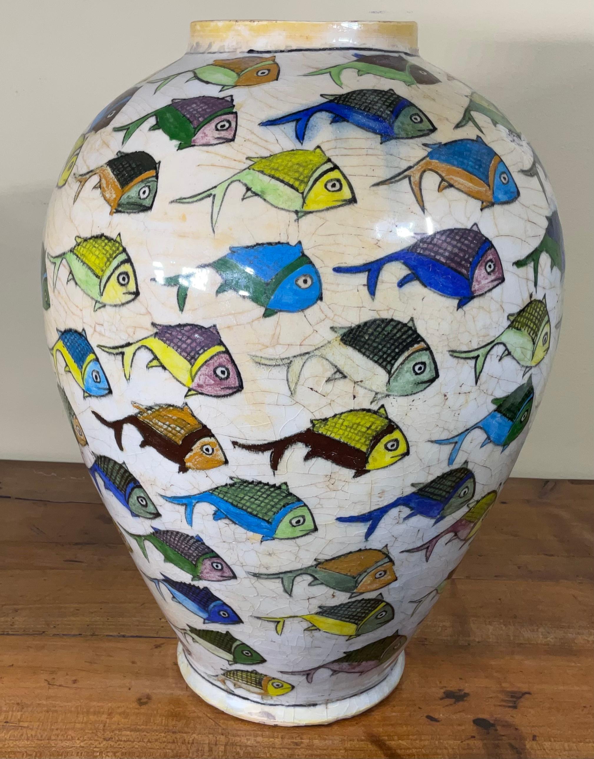 Vintage Hand Painted Ceramic Fish Vase 1