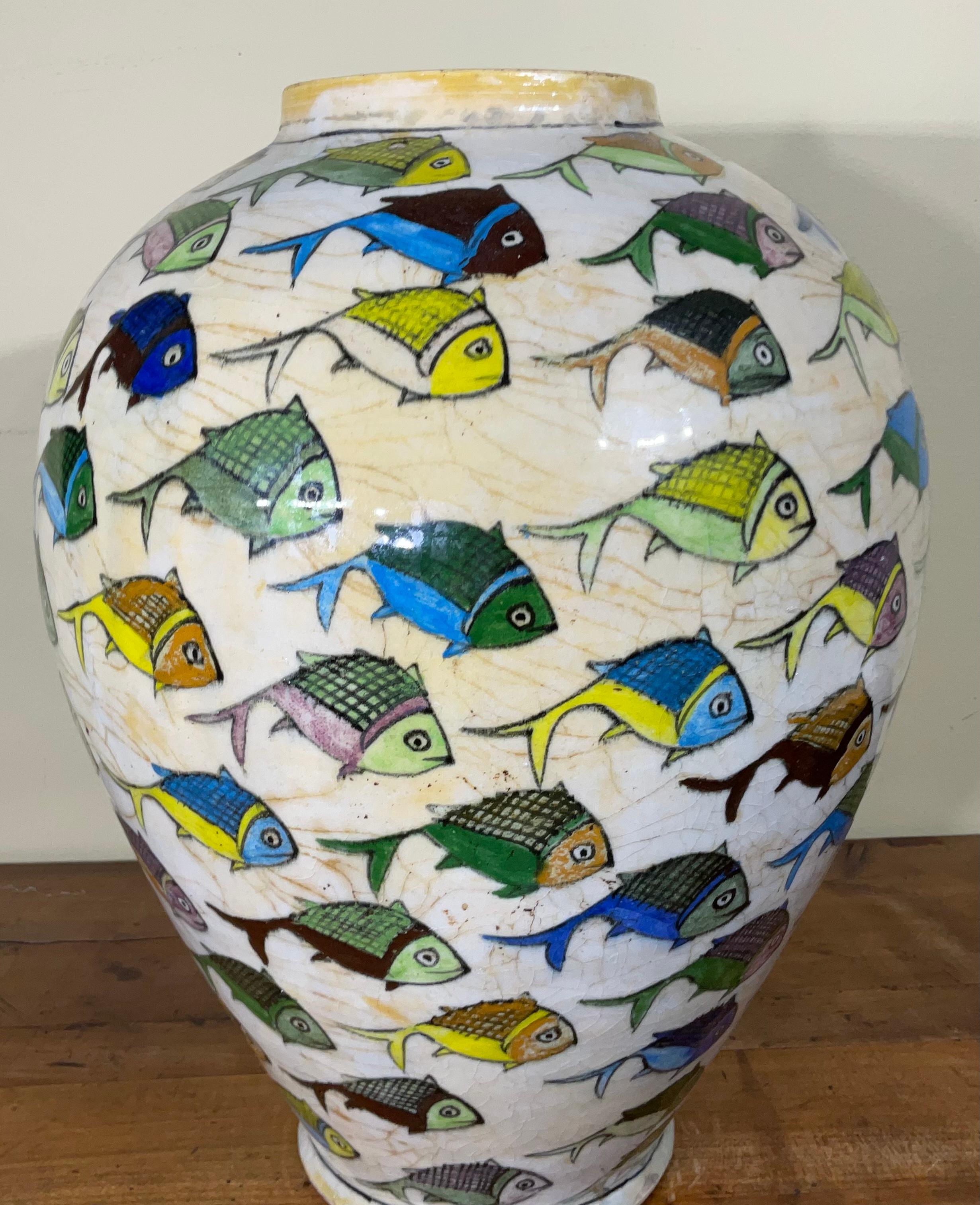 Vintage Hand Painted Ceramic Fish Vase 2
