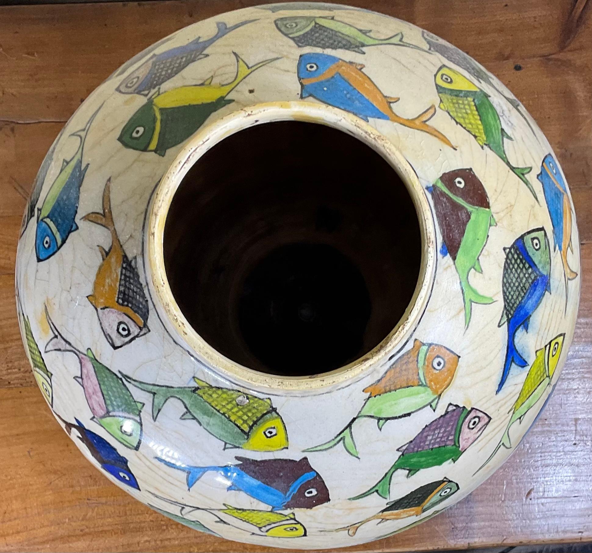 Vintage Hand Painted Ceramic Fish Vase 4