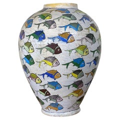 Vintage Hand Painted Ceramic Fish Vase