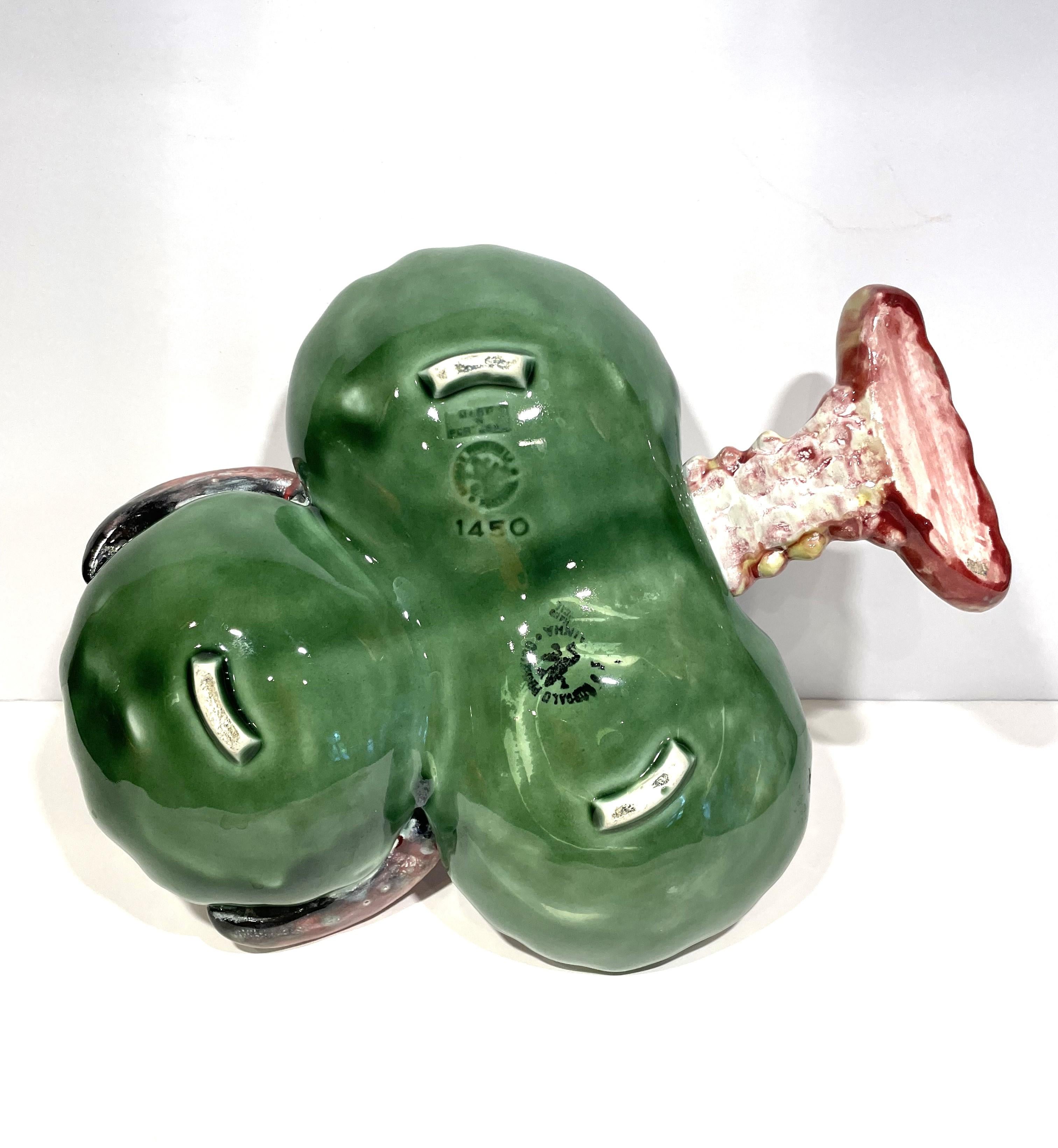 Piatto da portata a forma di aragosta in ceramica dipinta a mano vintage 2