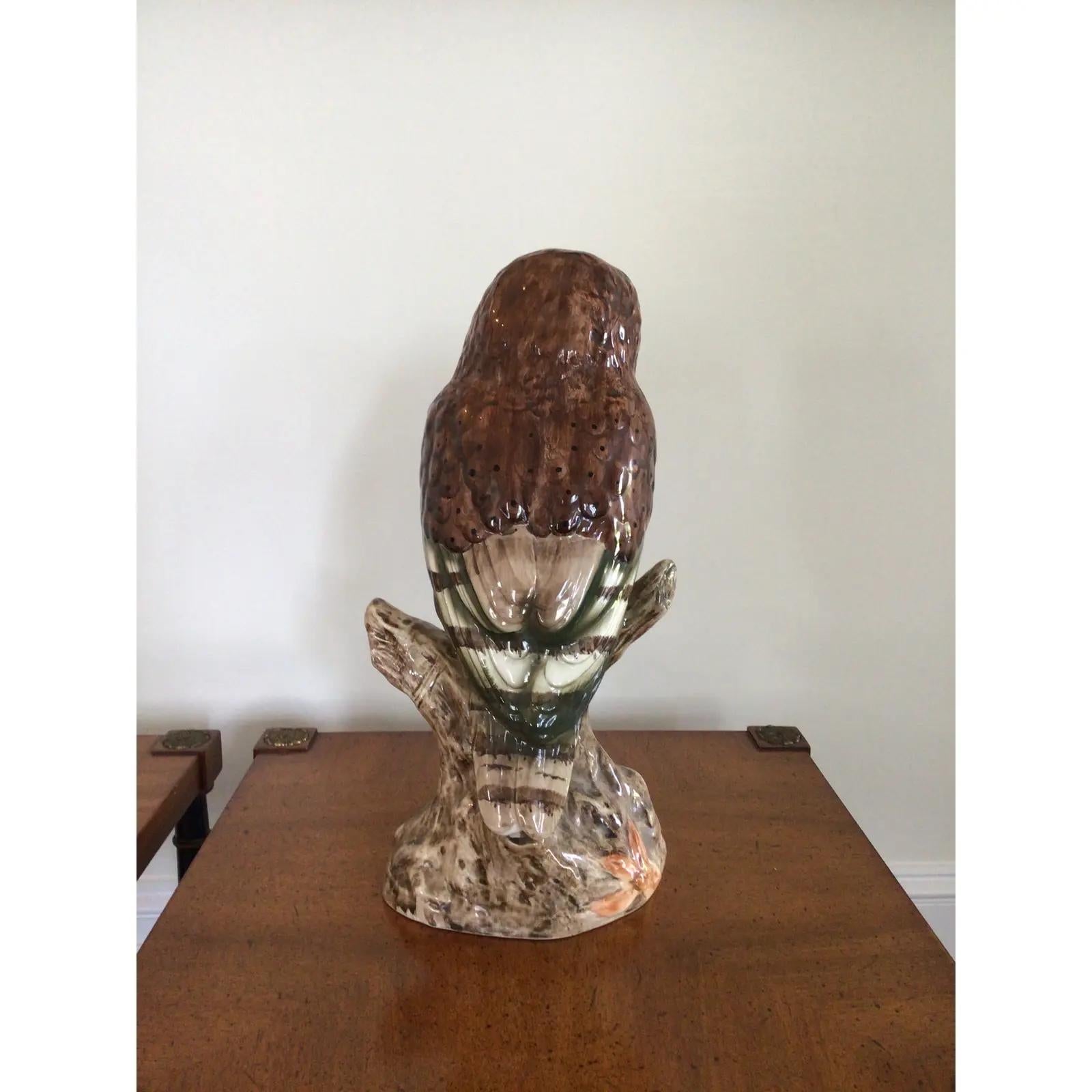 20th Century Vintage Hand-Painted Ceramic Owl Figurine For Sale