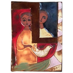 Vintage Hand Painted Ceramic Tile