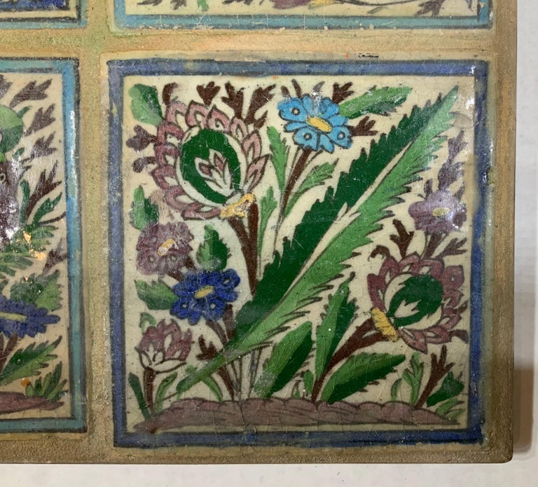Vintage Hand Painted Ceramic Tiles Wall Hanging For Sale at 1stDibs