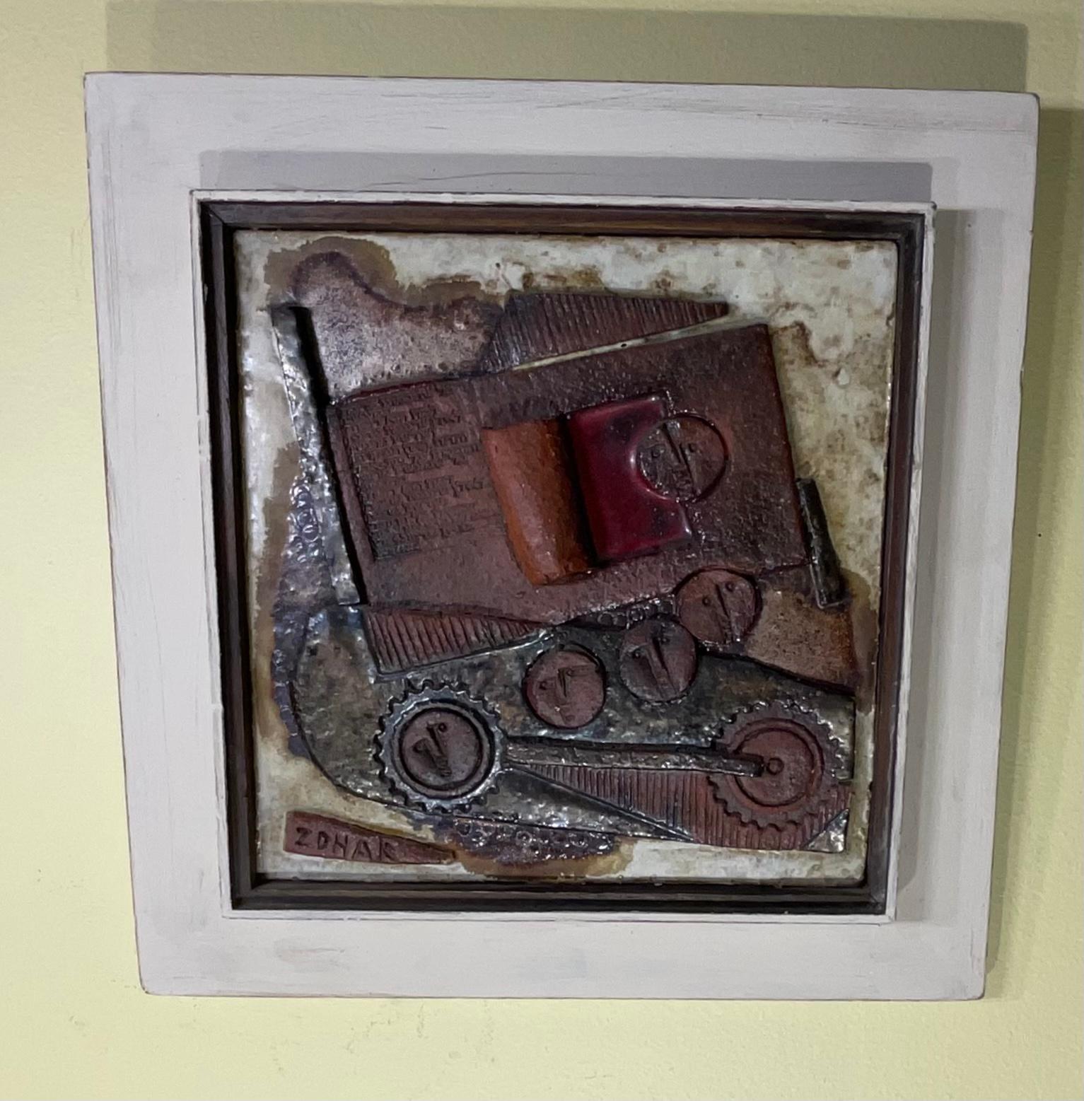 20th Century Vintage Hand Painted Ceramic Wall Hanging Tile by Israeli Artist For Sale