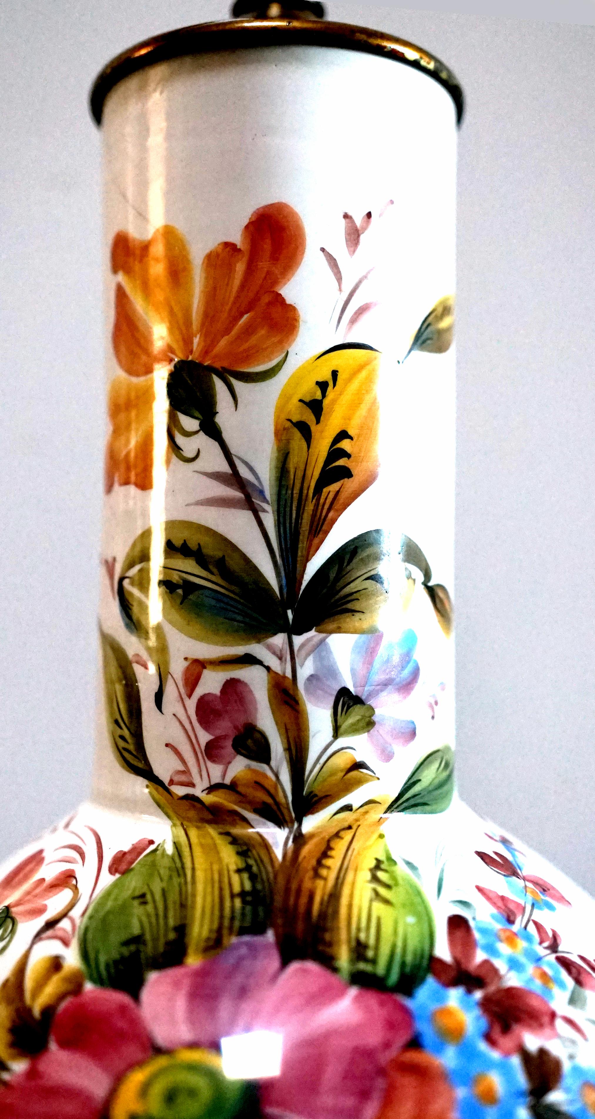 Lampe vase bouteille multicolore peinte à la main, style chinoiserie en vente 2