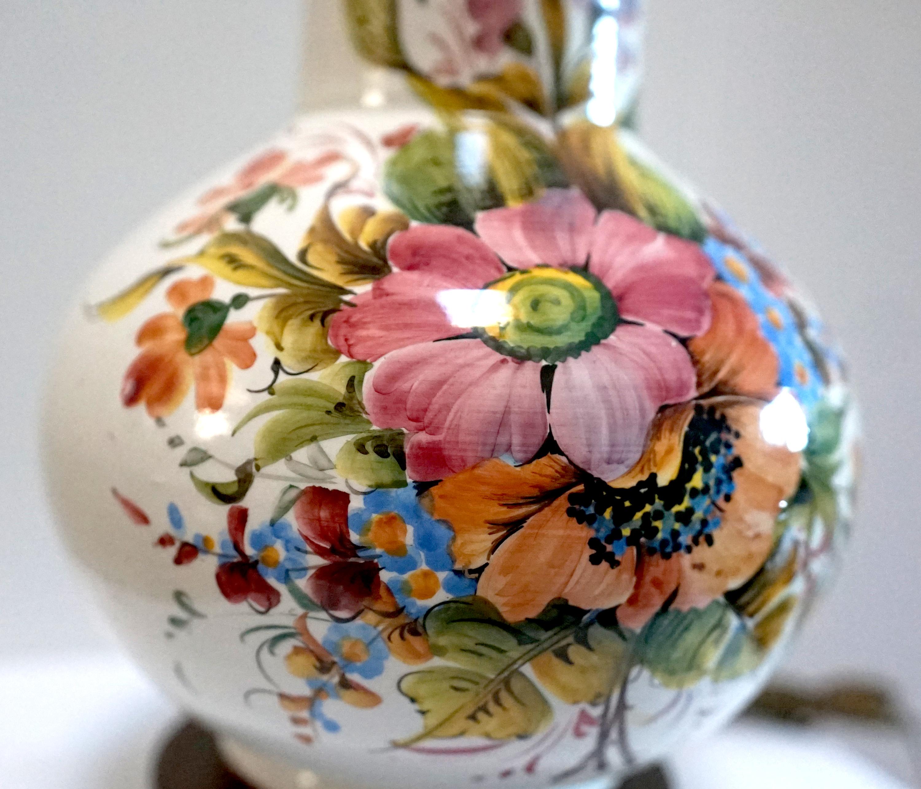 Fait main Lampe vase bouteille multicolore peinte à la main, style chinoiserie en vente