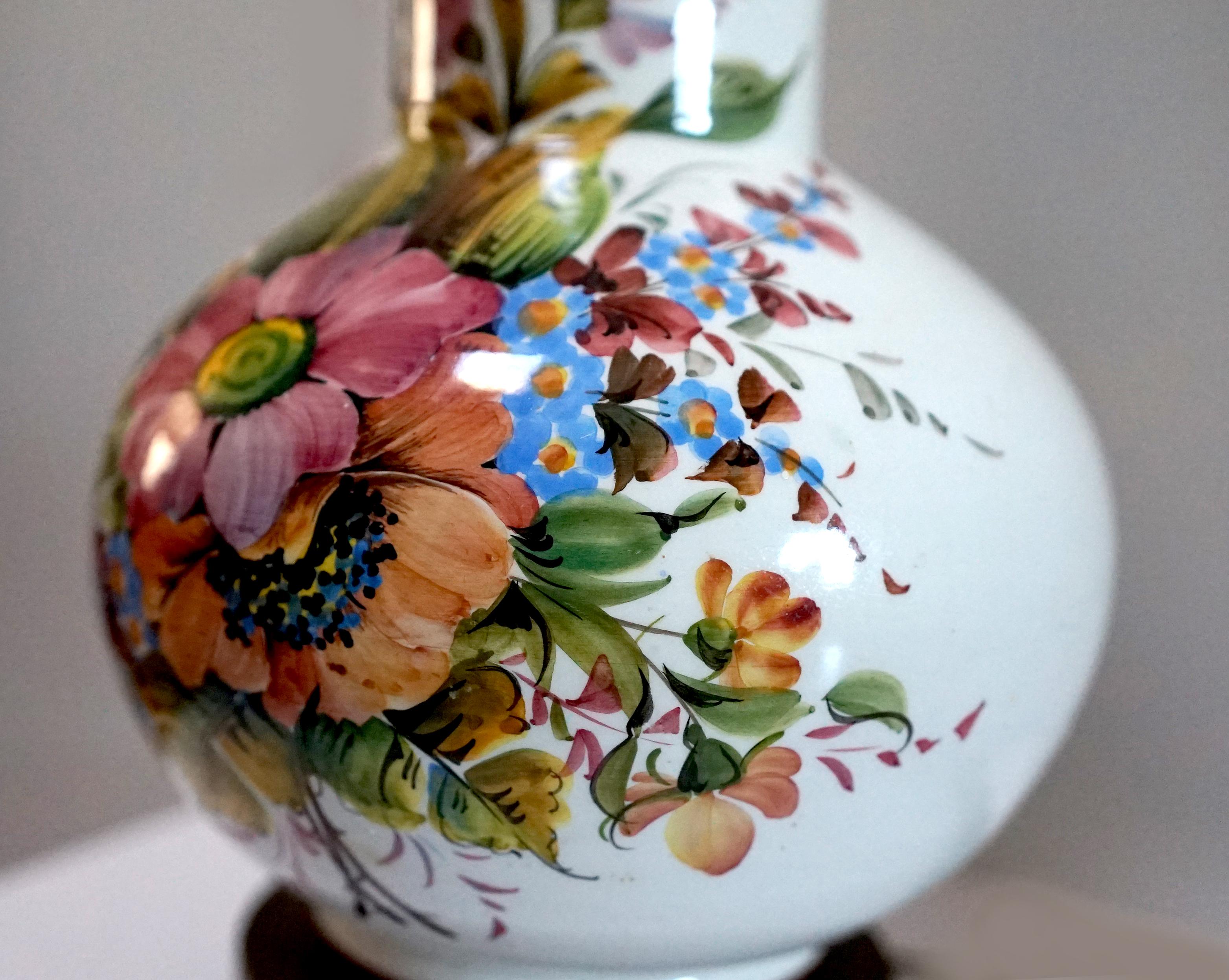 Lampe vase bouteille multicolore peinte à la main, style chinoiserie en vente 1