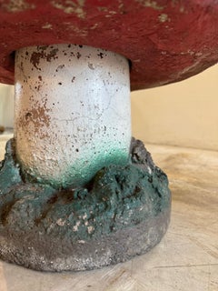 Vintage Hand-Painted Concrete Garden Mushroom Statue – Whimsical Toadstool Decor