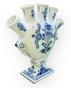 Vintage Hand Painted Delft Five Spout Tulipiere Vase