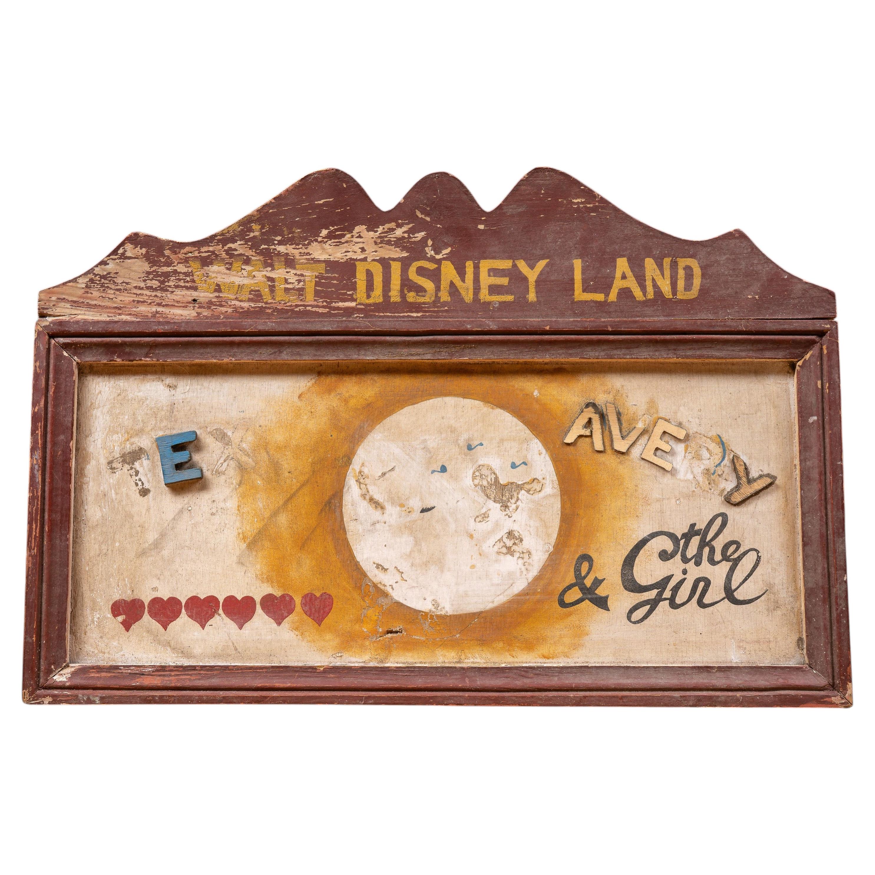 Vintage Hand-Painted Disney/Tex Avery Folk Art Display Sign Panel For Sale
