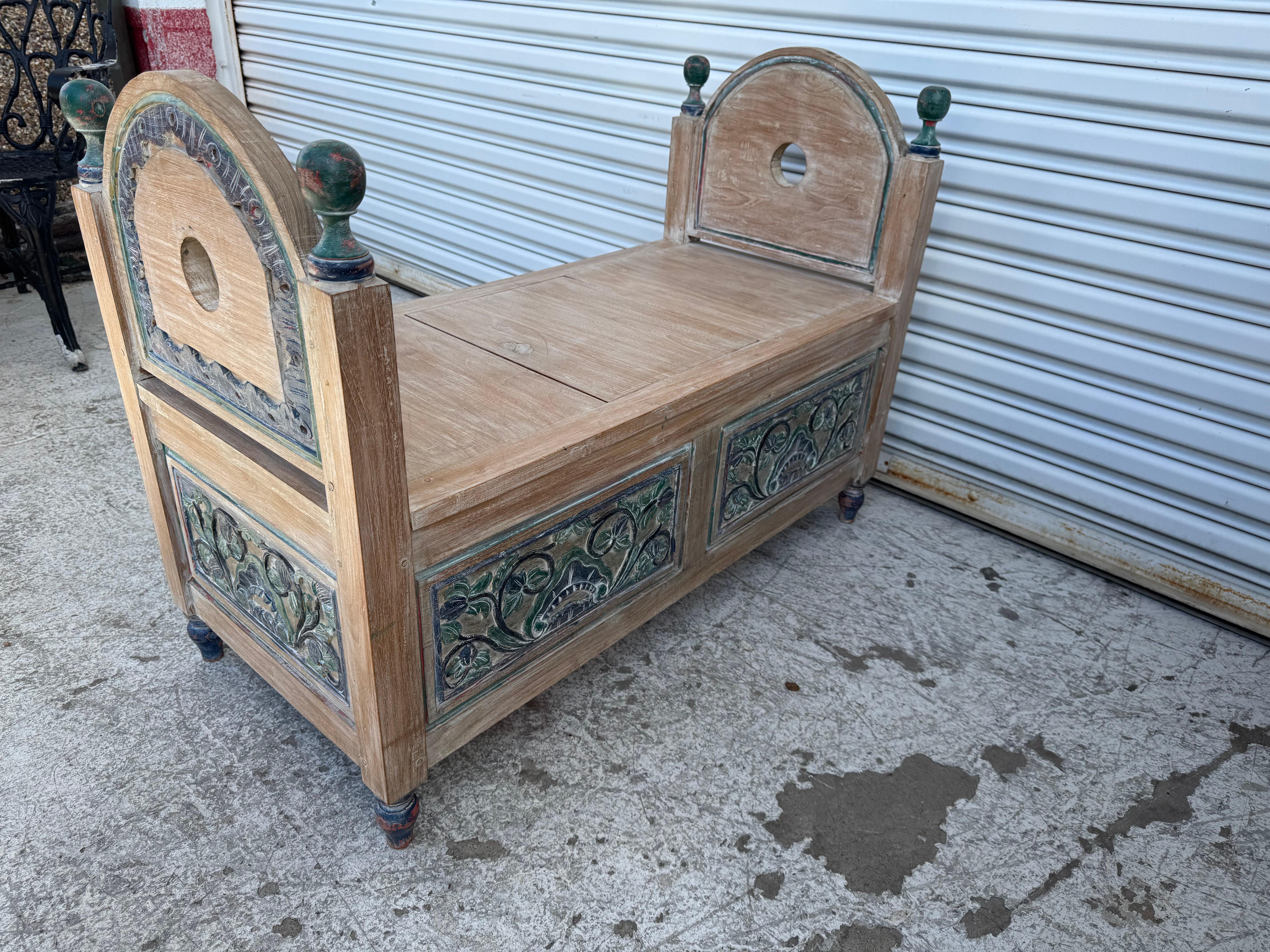 20th Century Vintage Hand Painted Dowery Chest/Bench For Sale
