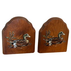 Vintage Hand painted Duck Motif Bookends