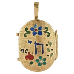 Vintage Hand painted Enamel and Floral Chai Locket