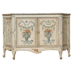 Vintage Hand-Painted Faux Marble Sideboard Buffet Cabinet  Italian Provincial