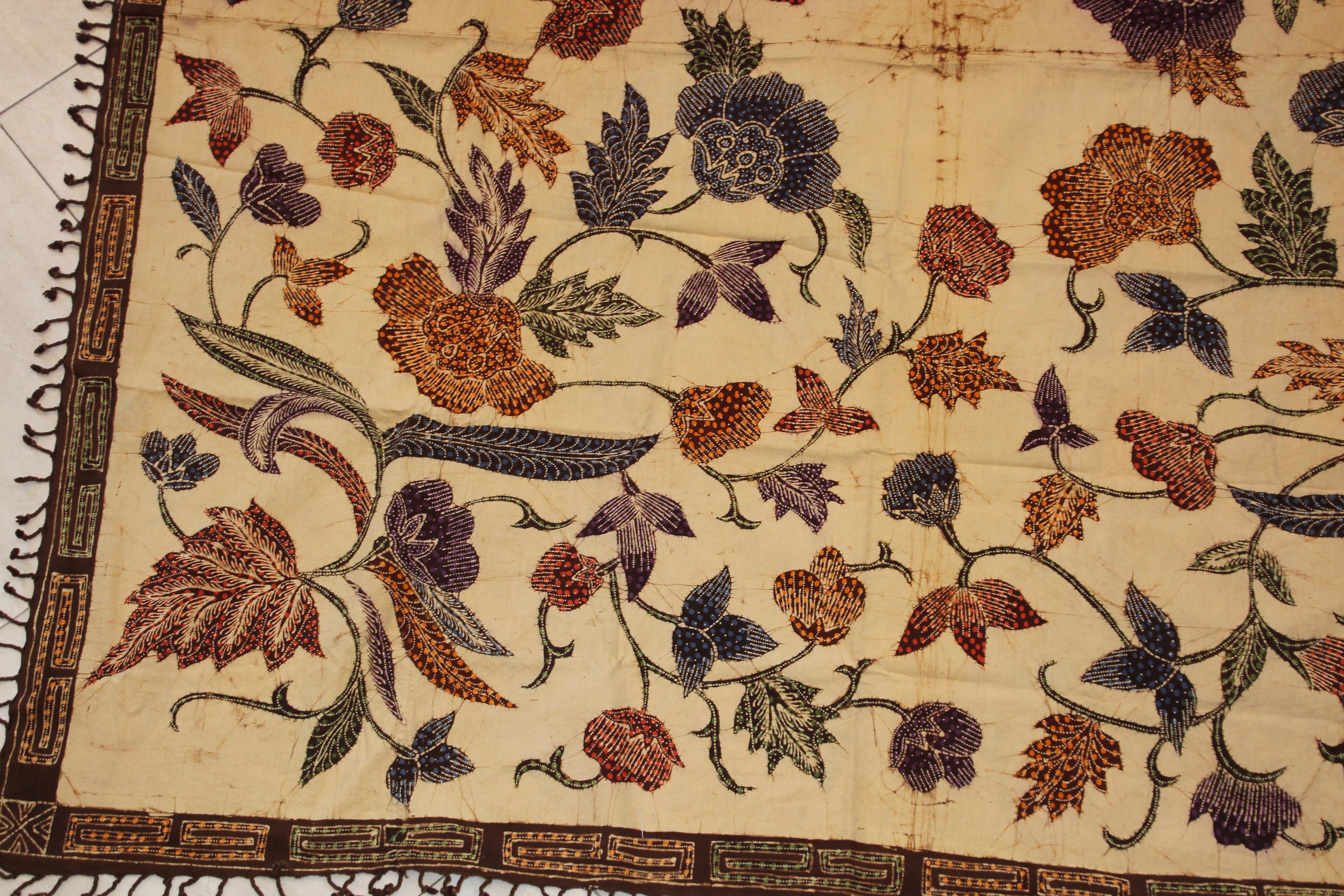 Vintage Hand Painted Floral Batik from Sidoarjo East Java For Sale 1