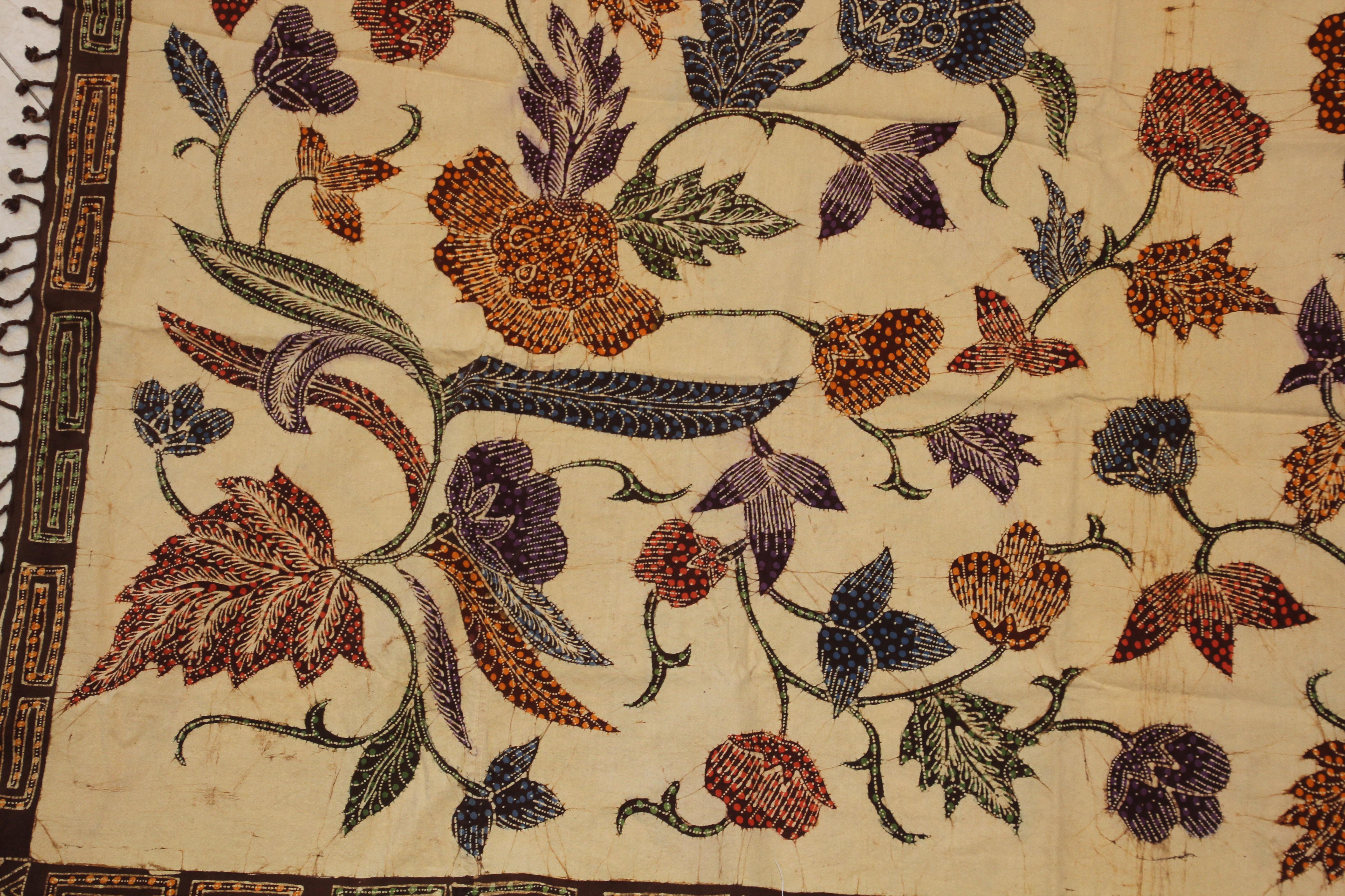 Vintage Hand Painted Floral Batik from Sidoarjo East Java For Sale 2