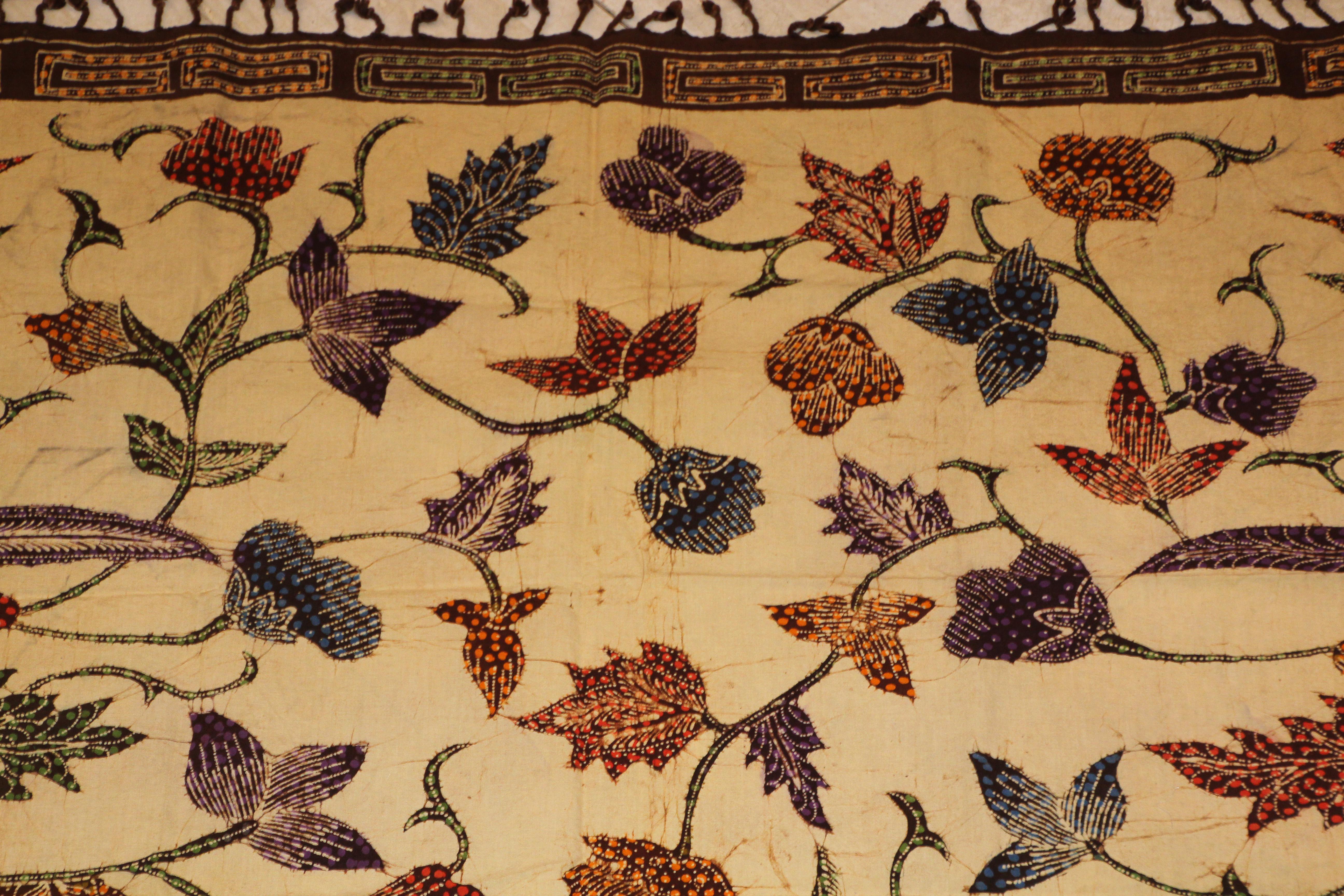 Vintage Hand Painted Floral Batik from Sidoarjo East Java For Sale 3