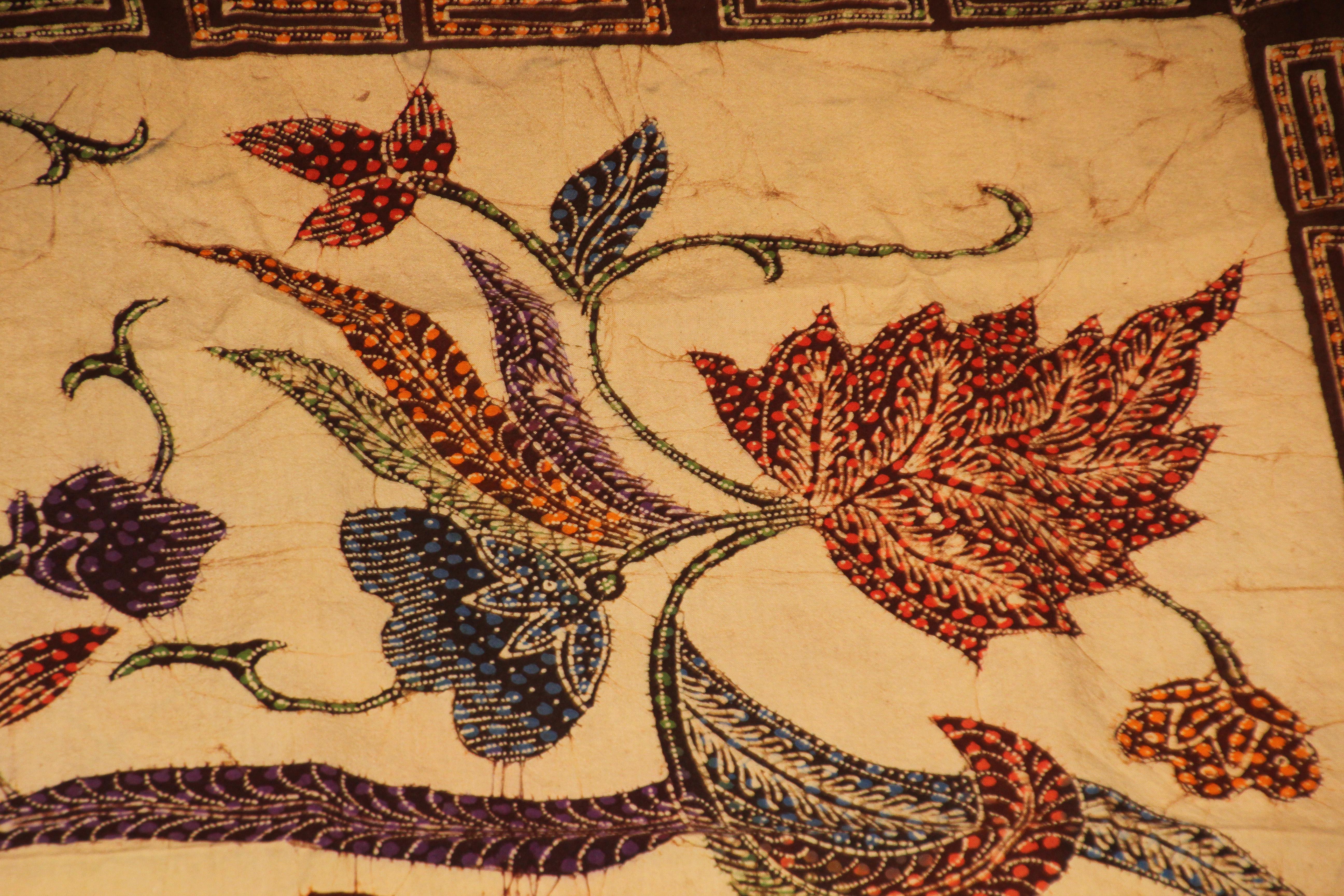 Vintage Hand Painted Floral Batik from Sidoarjo East Java For Sale 5