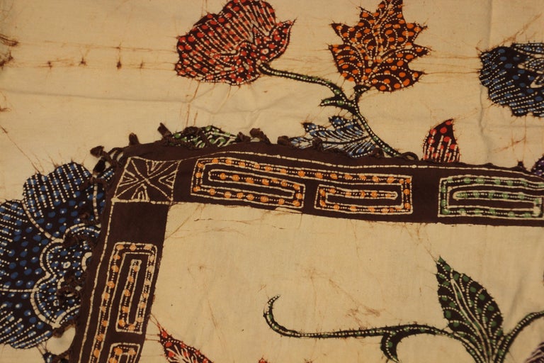 Vintage Hand Painted Floral Batik from Sidoarjo East Java For Sale at