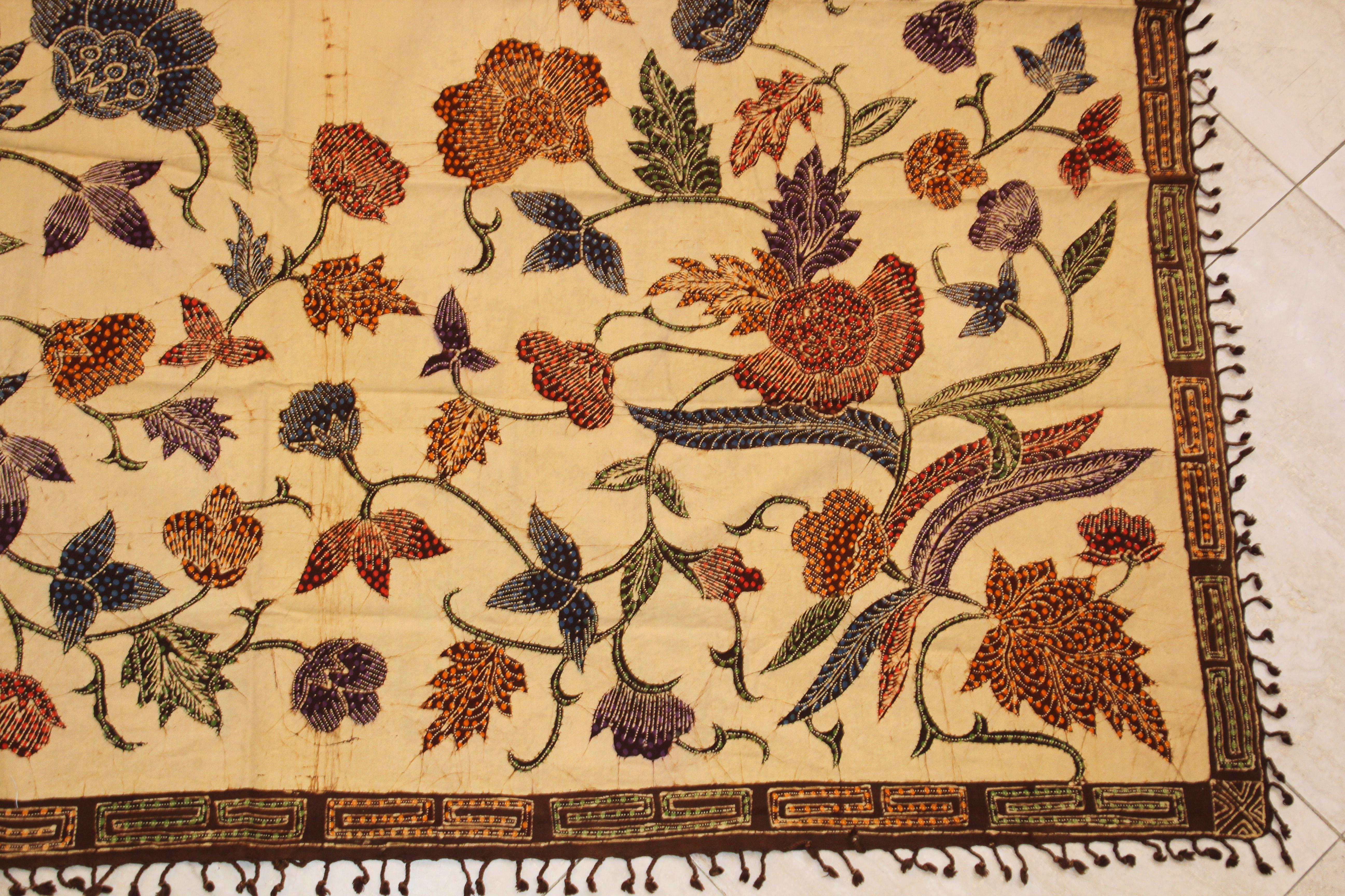 Batik floral vintage peint à la main de Sidoarjo East Java 1
