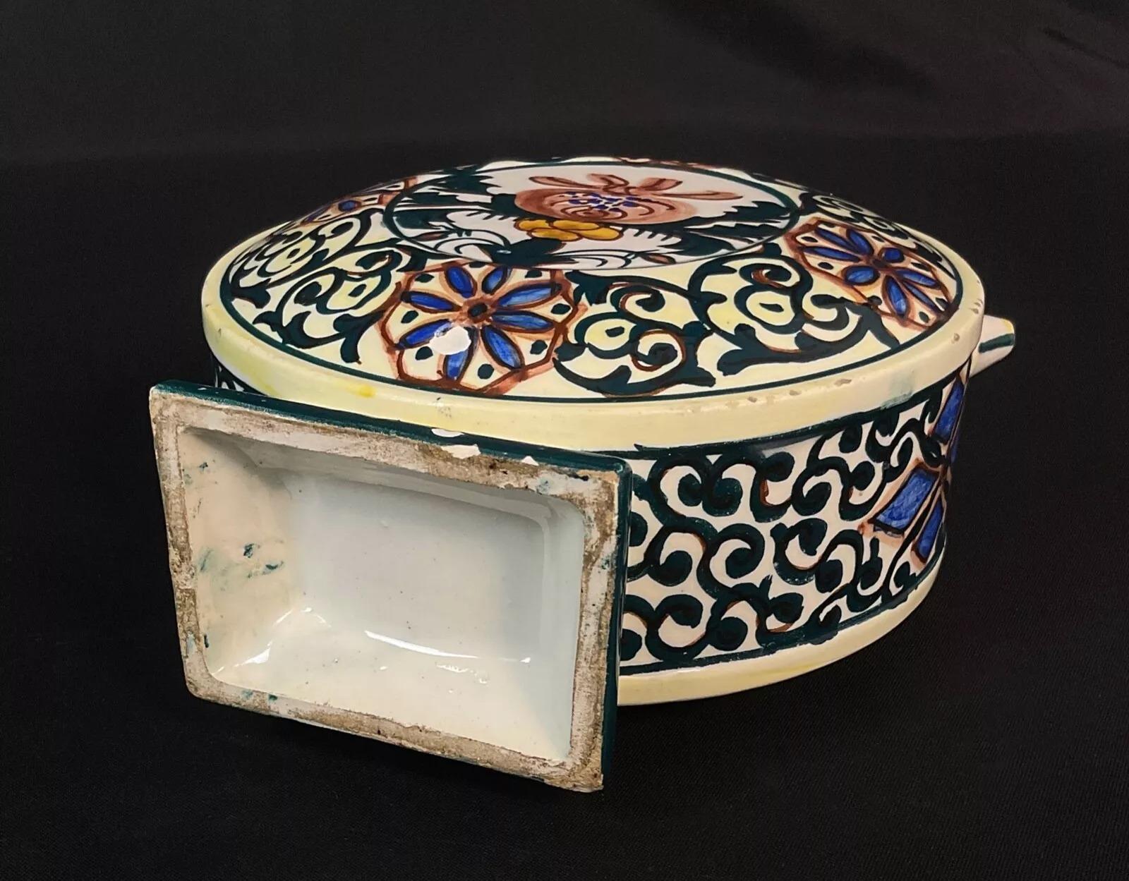 Vintage Hand-Painted Floral Keramik-Karaffe, Anfang des 20. Jahrhunderts - 2Y593 (Französisch) im Angebot