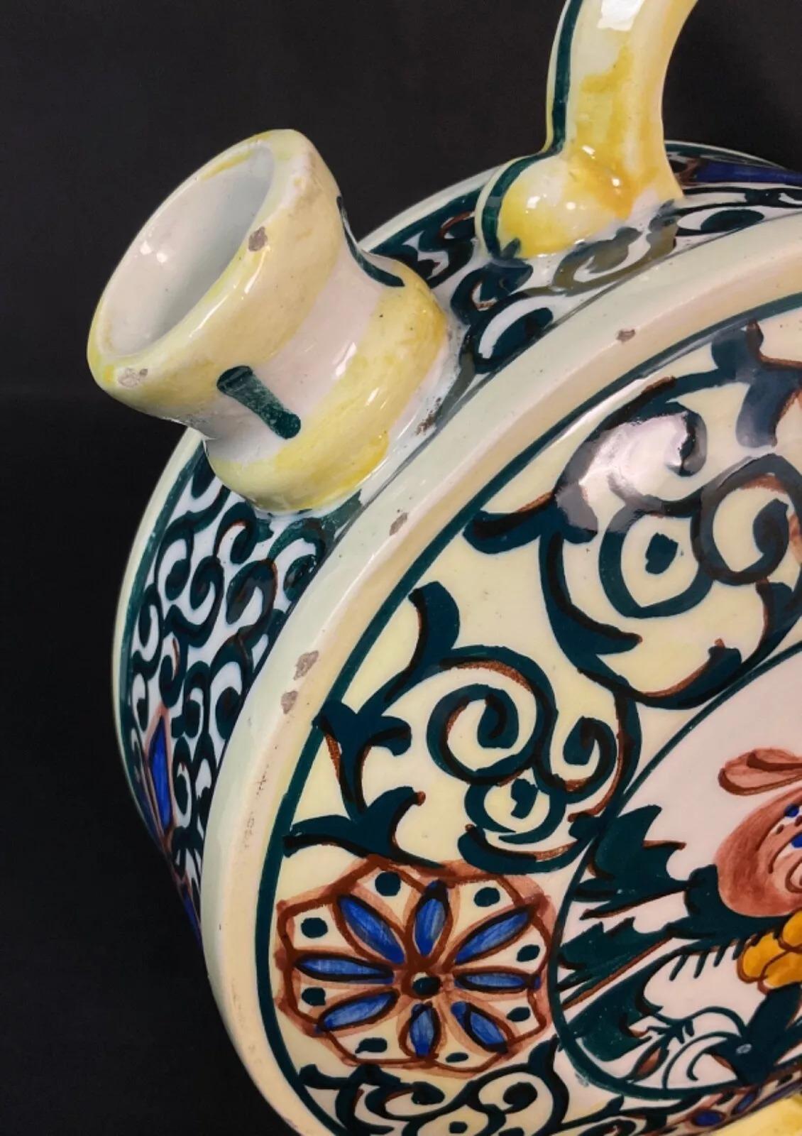 Vintage Hand-Painted Floral Keramik-Karaffe, Anfang des 20. Jahrhunderts - 2Y593 im Angebot 3