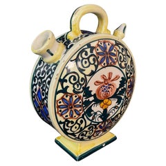 Vintage Hand-Painted Floral Keramik-Karaffe, Anfang des 20. Jahrhunderts - 2Y593