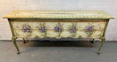 Vintage Hand Painted Floral Console/Entry Table by Habersham