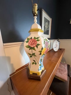 Vintage Hand Painted Floral Ginger Jar Lamp