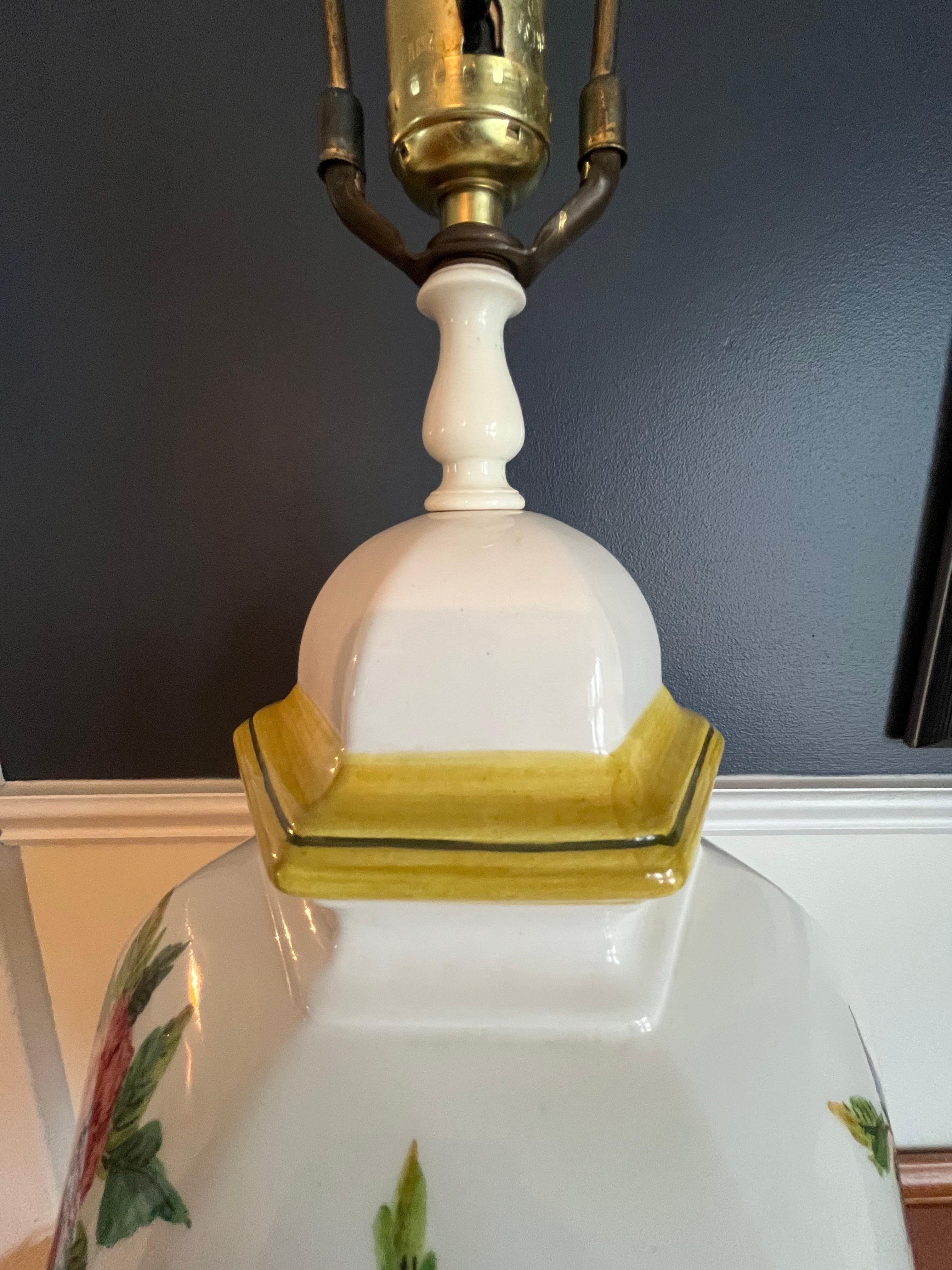 20th Century Vintage Hand Painted Floral Ginger Jar Lamp For Sale