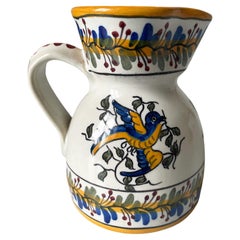 Retro 1960s Portuguese Floral Pitcher Vase